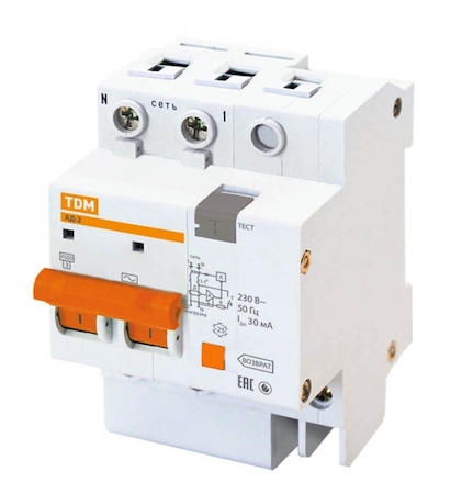 TDM ELECTRIC SQ0221-0003 Диф.автомат АД-2 2Р 32А  30мА TDM